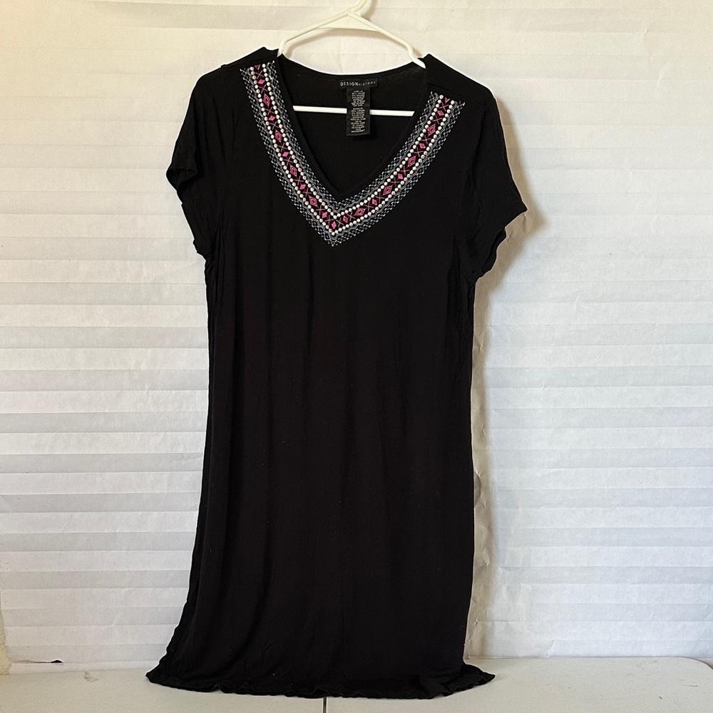 Design History Black V Neck Long Sleeve Dress – Missy XL